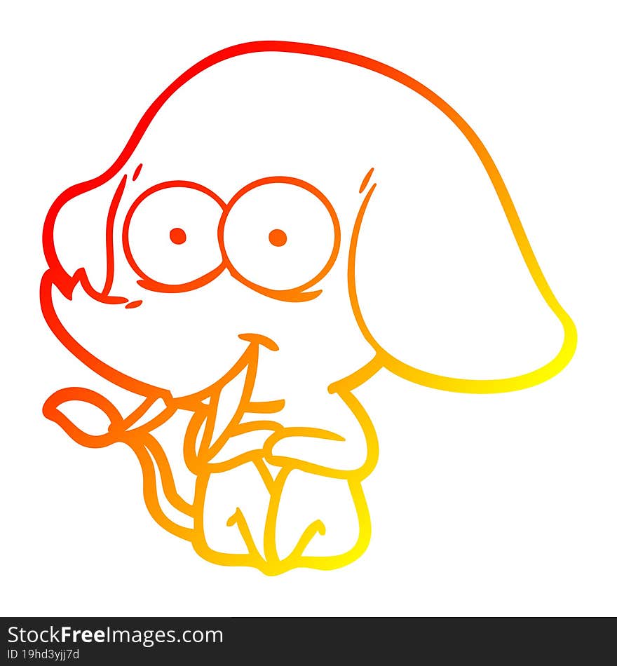 warm gradient line drawing happy cartoon elephant