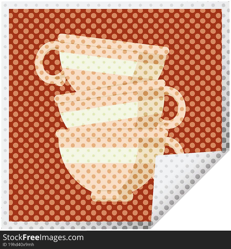 Stack Of Cups Graphic Square Sticker