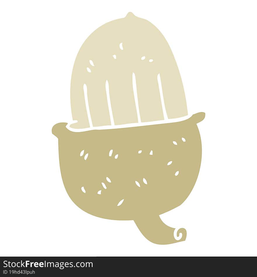 Flat Color Illustration Of A Cartoon Acorn