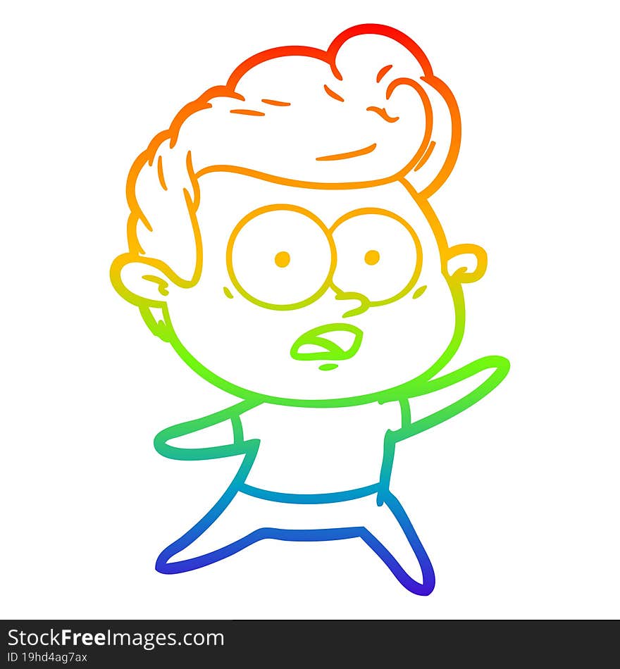 rainbow gradient line drawing cartoon staring man