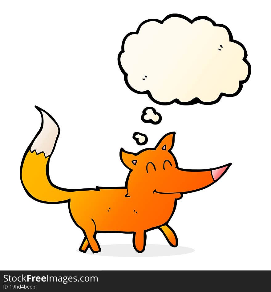 cartoon little fox with thought bubble