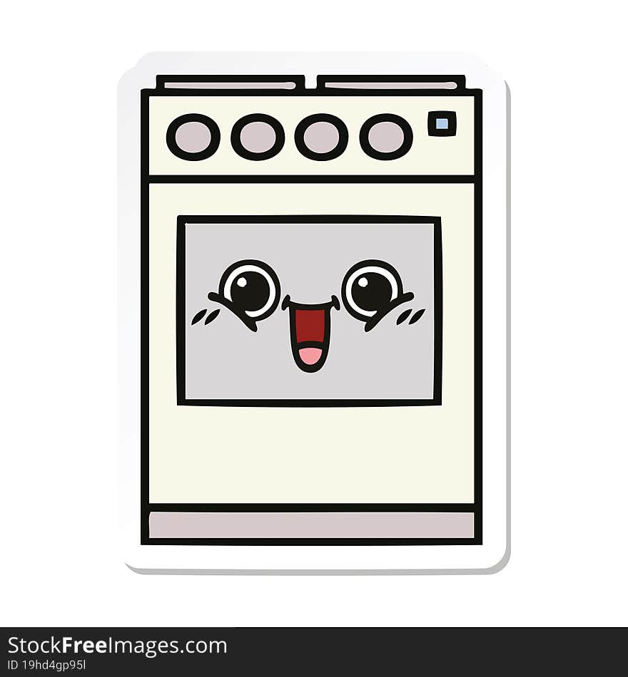 Sticker Of A Cute Cartoon Kitchen Oven