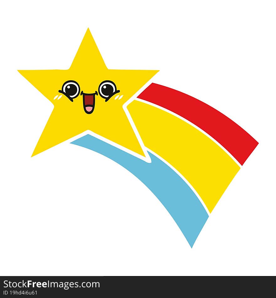 flat color retro cartoon shooting rainbow star