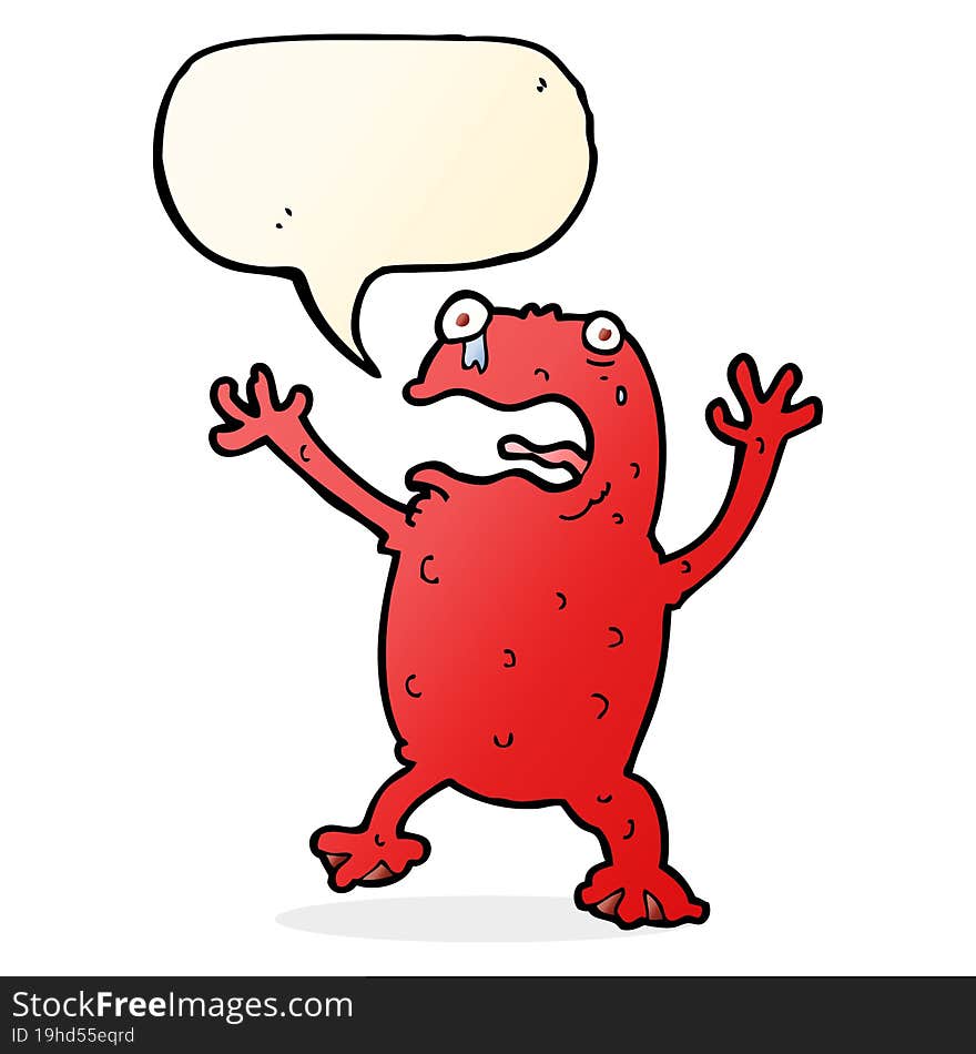 cartoon poisonous frog with speech bubble