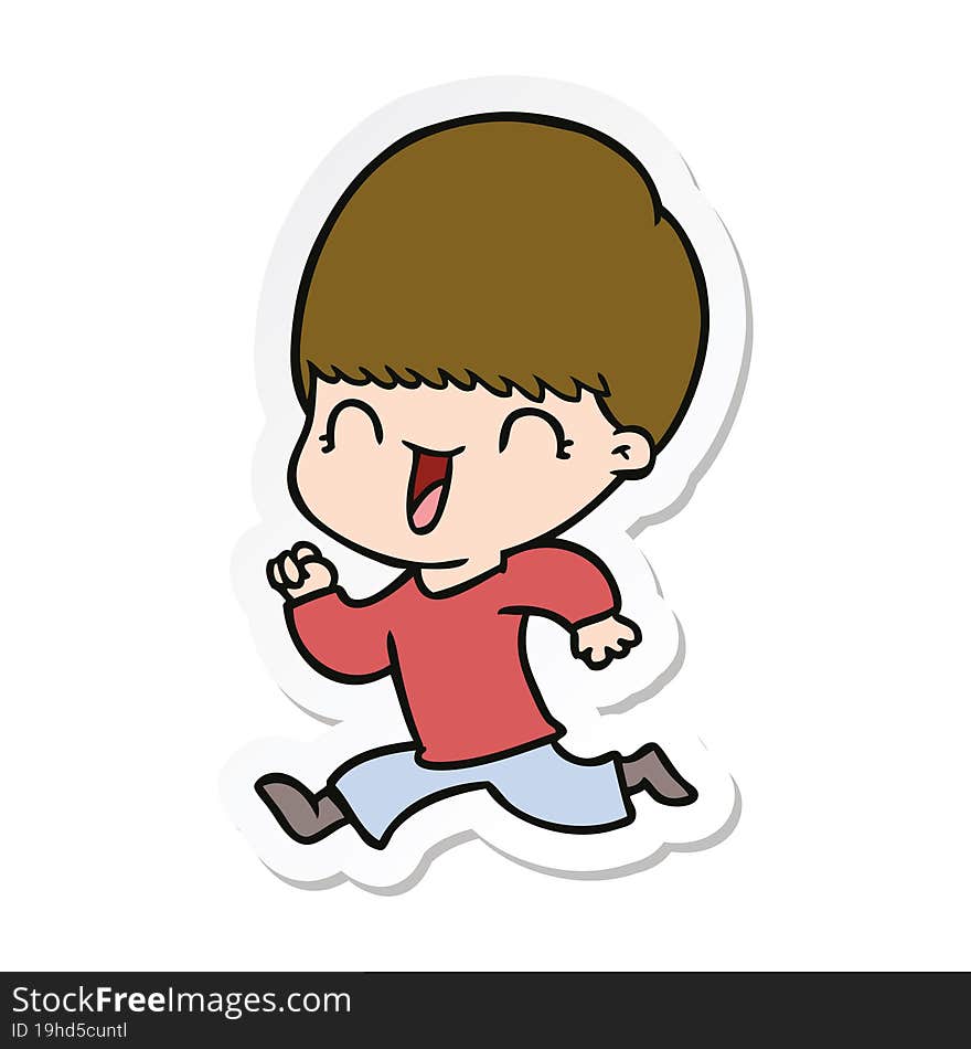 sticker of a happy cartoon boy