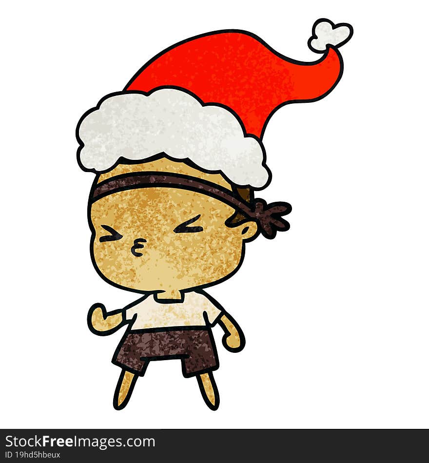 christmas textured cartoon of kawaii boy