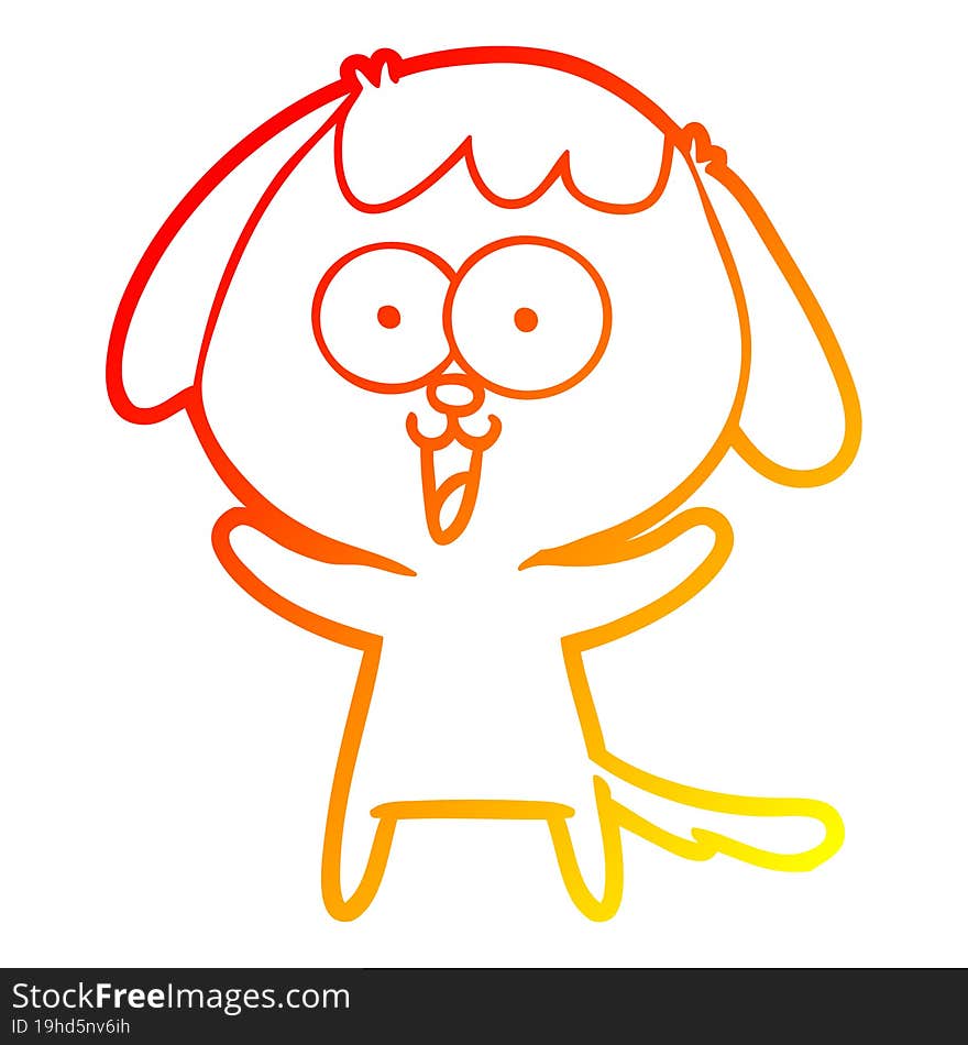 Warm Gradient Line Drawing Cute Cartoon Dog