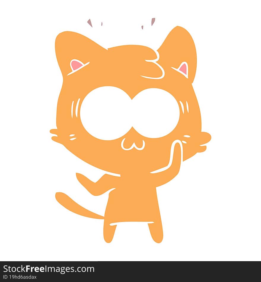 Flat Color Style Cartoon Surprised Cat