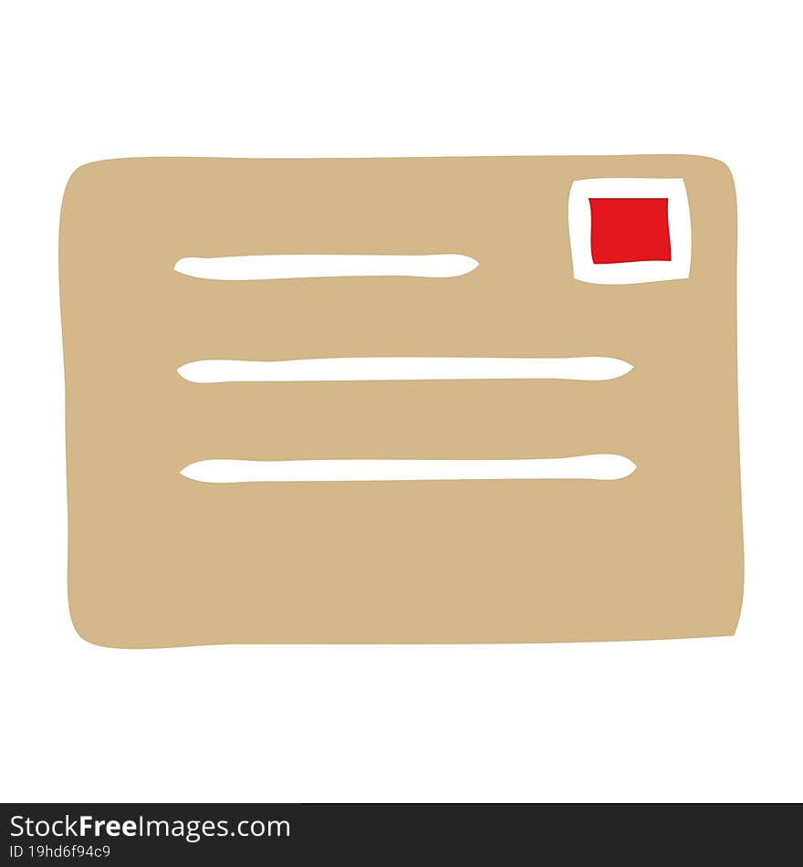 flat color retro cartoon of a paper envelope