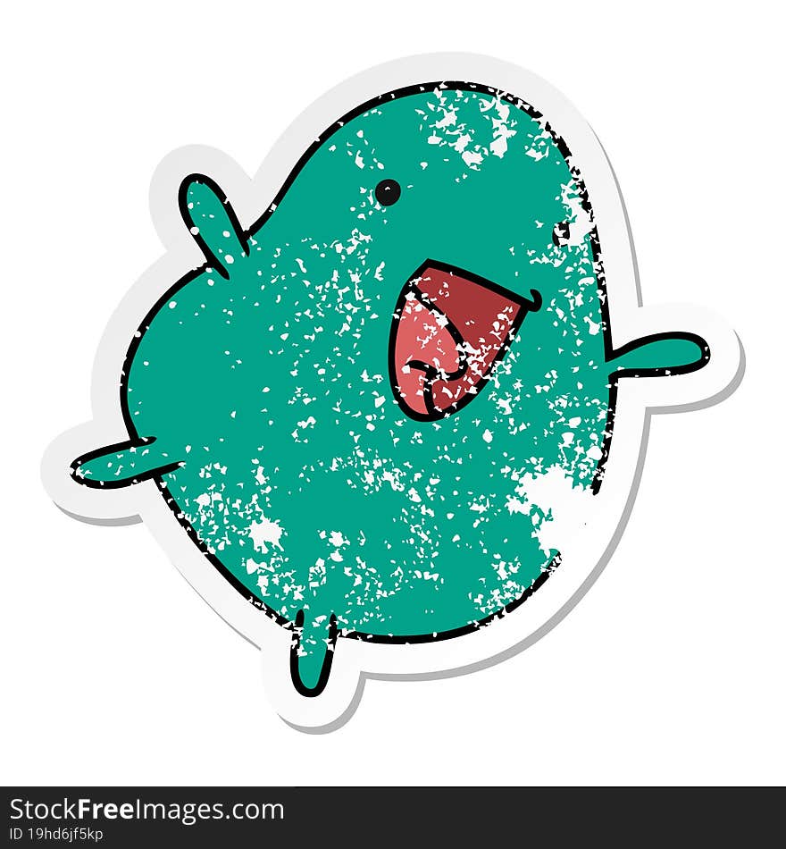 distressed sticker cartoon kawaii cute happy bean