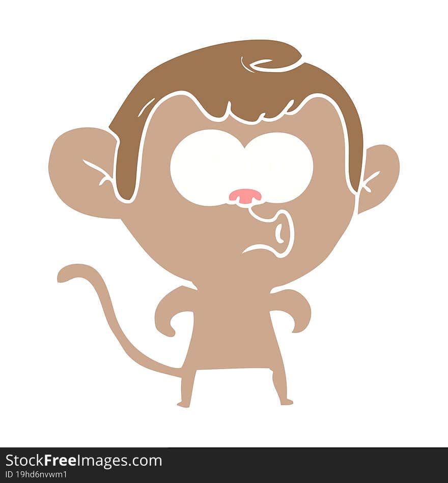 Flat Color Style Cartoon Hooting Monkey