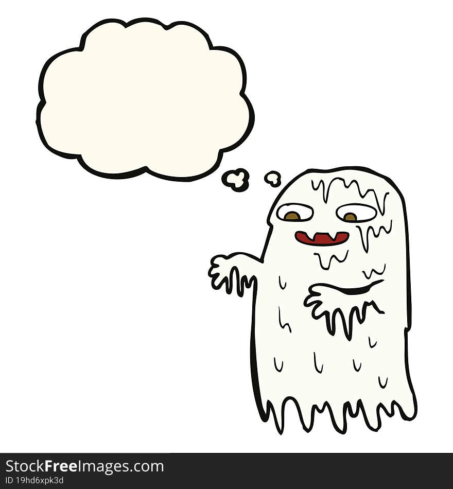 Cartoon Gross Slime Ghost With Thought Bubble