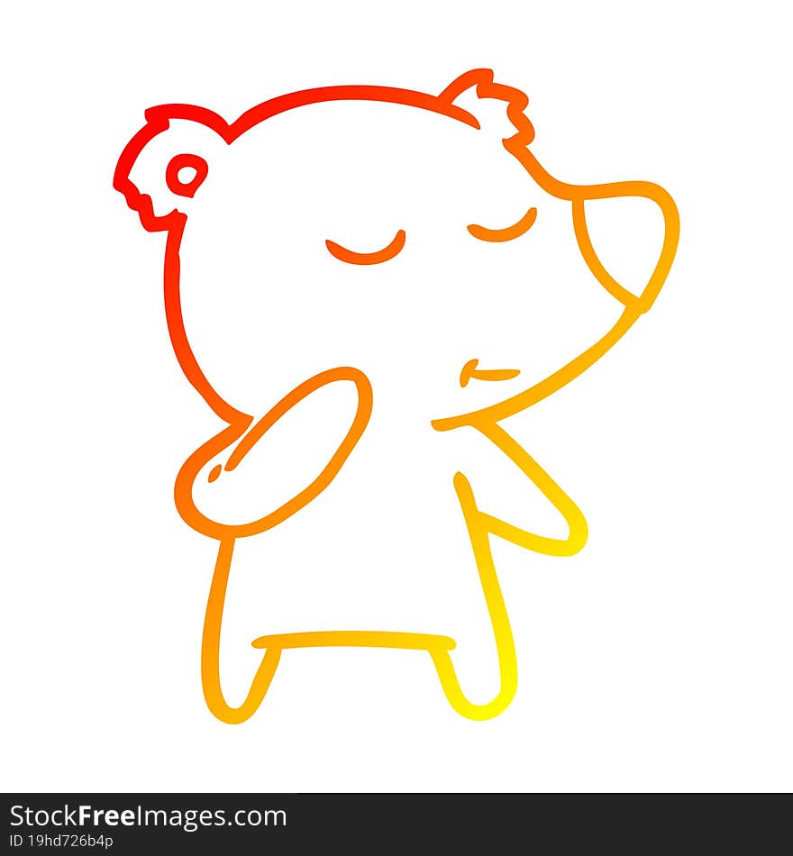 warm gradient line drawing cartoon polar bear considering