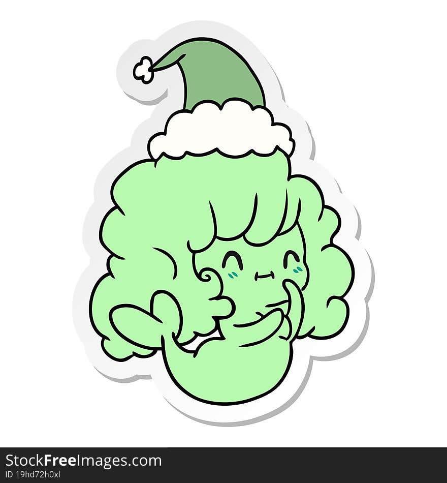 hand drawn christmas sticker cartoon of kawaii ghost