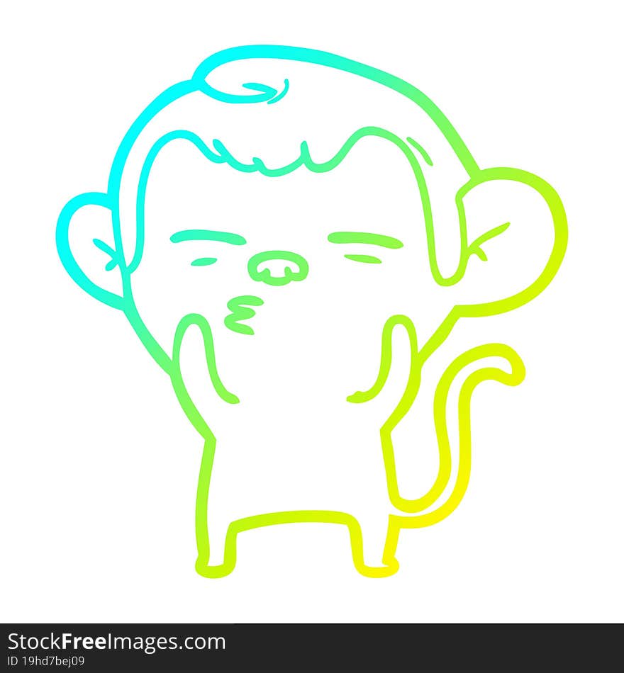 cold gradient line drawing cartoon suspicious monkey