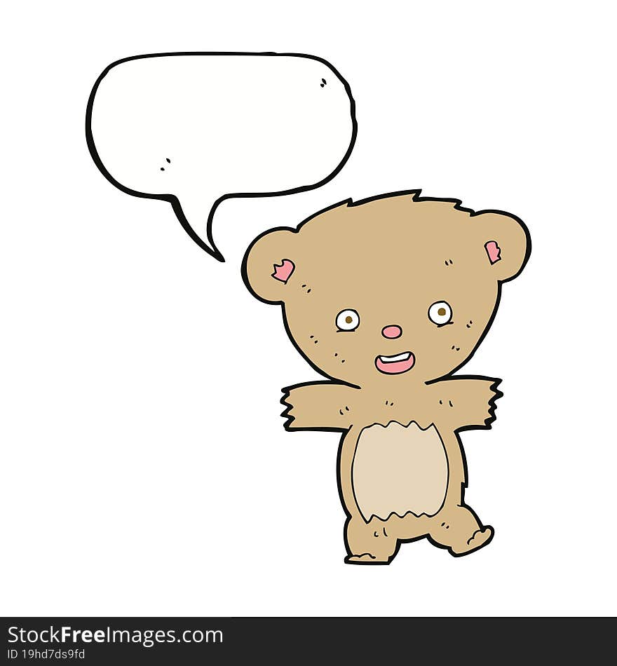 cartoon teddy bear with speech bubble