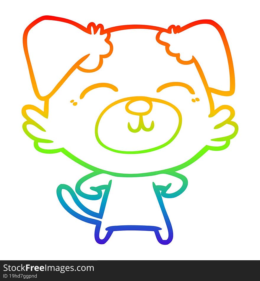 Rainbow Gradient Line Drawing Cartoon Dog