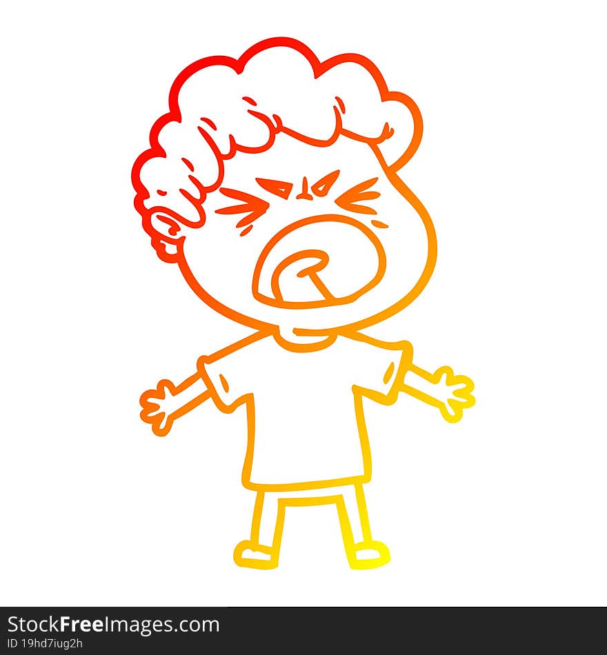 warm gradient line drawing cartoon furious man