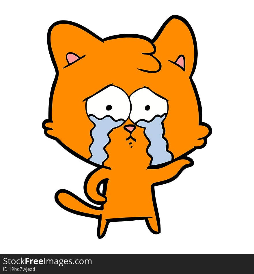 cartoon crying cat. cartoon crying cat