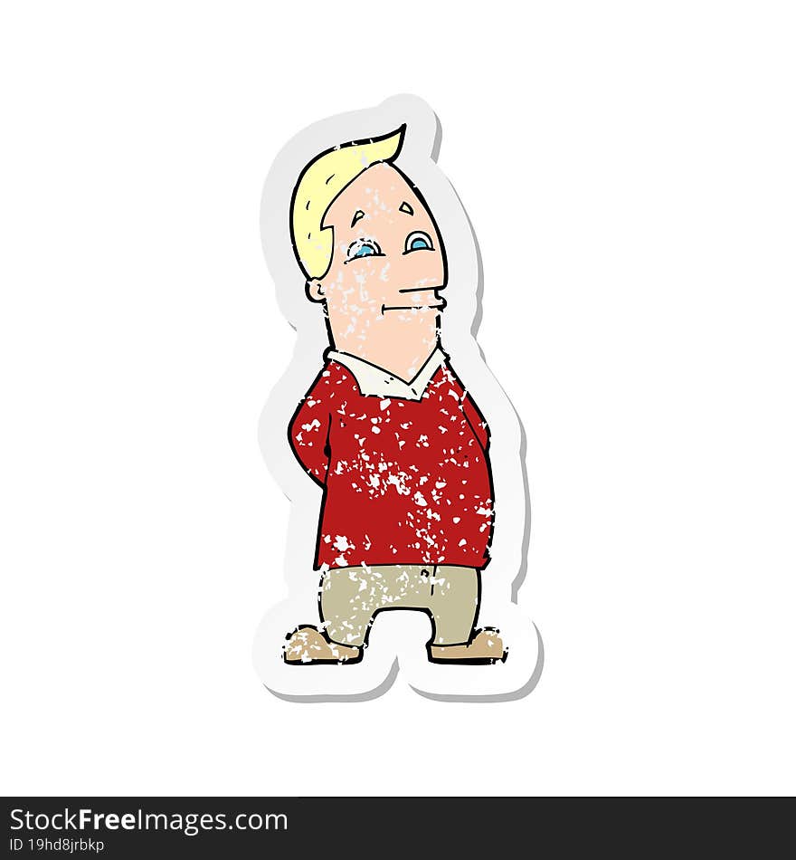 Retro Distressed Sticker Of A Cartoon Friendly Man