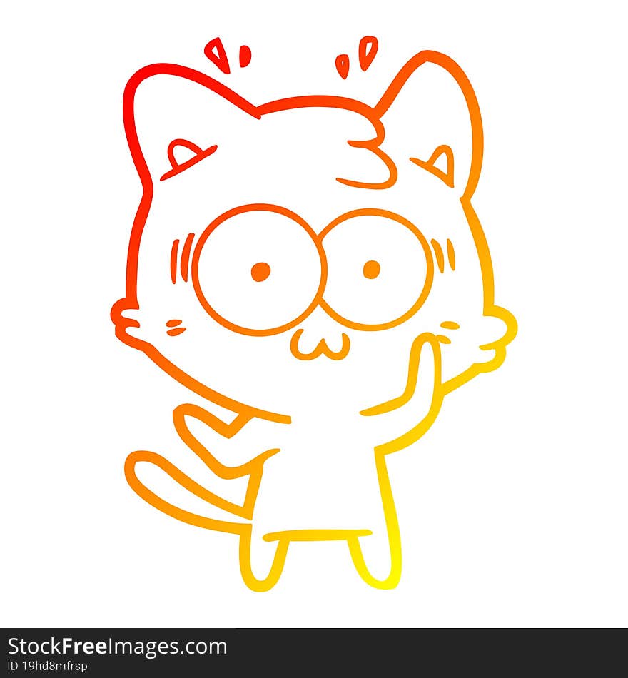 warm gradient line drawing cartoon surprised cat