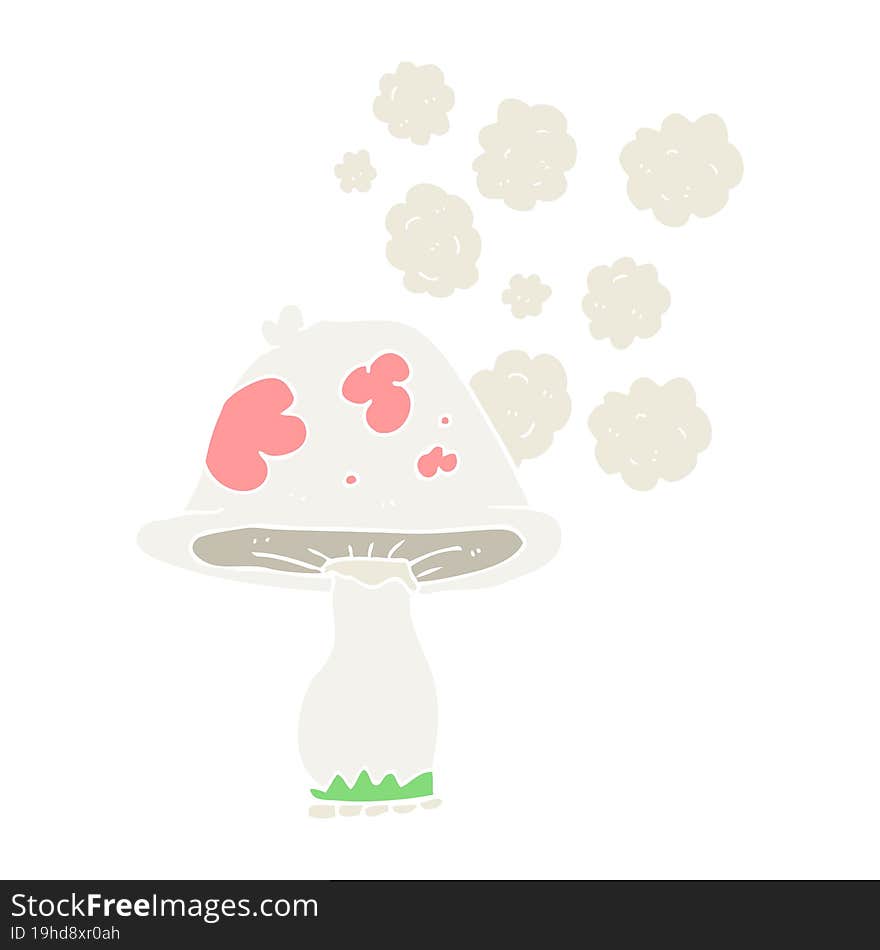 Flat Color Illustration Of A Cartoon Mushroom