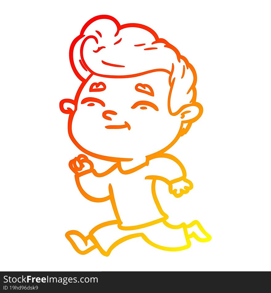 warm gradient line drawing of a running cartoon man