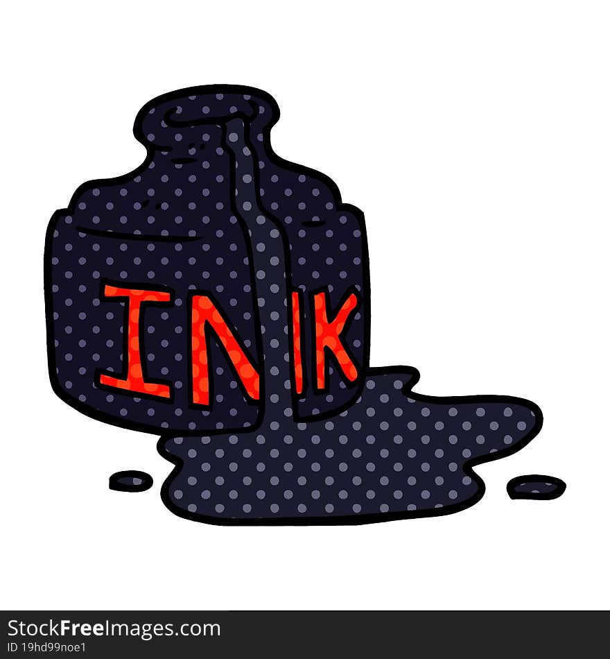 Cartoon Doodle Spilled Ink Bottle