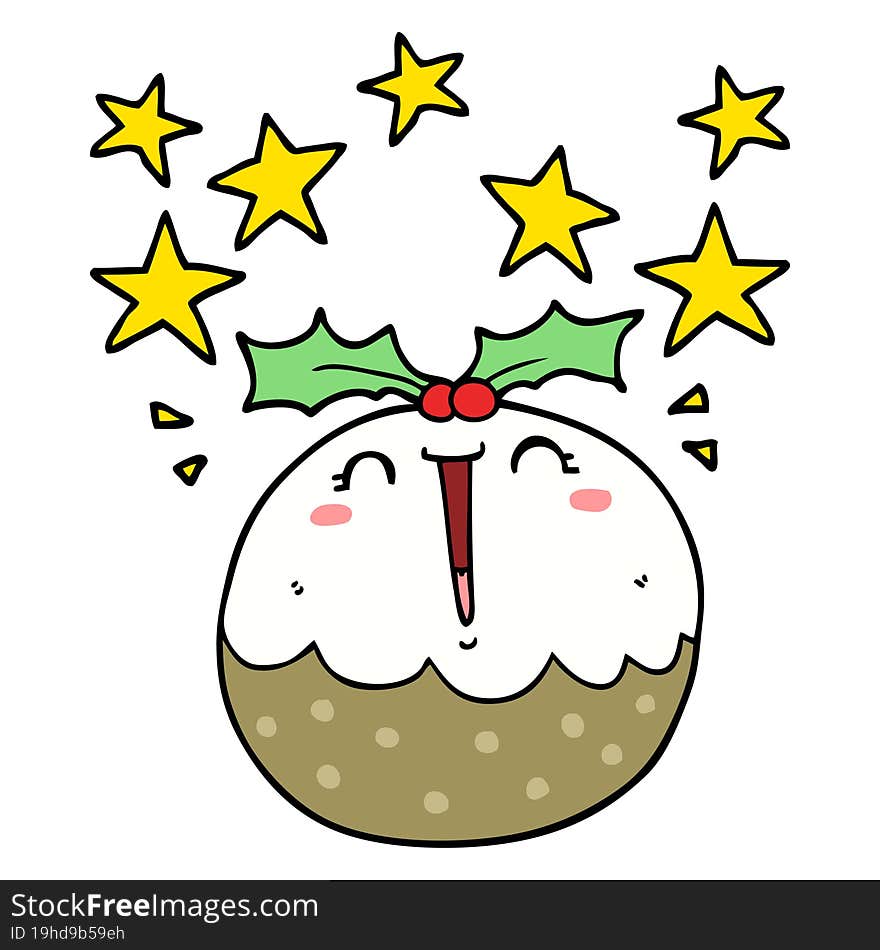 cute cartoon happy christmas pudding