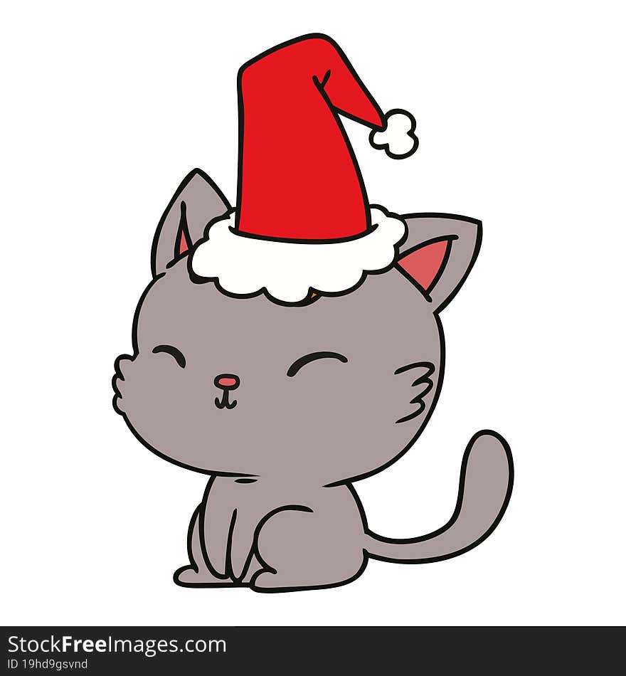 hand drawn christmas cartoon of kawaii cat