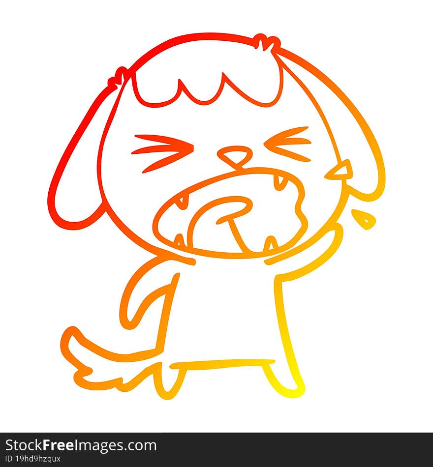 warm gradient line drawing cute cartoon dog barking