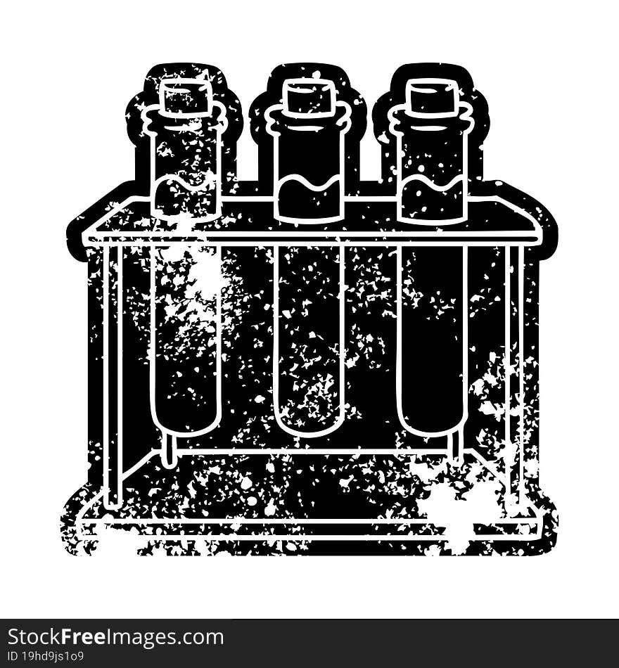 grunge icon drawing of a science test tube