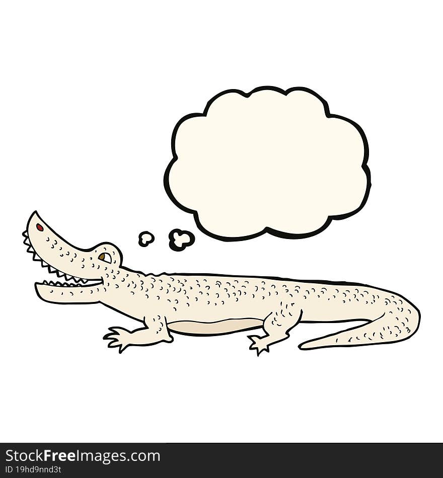 cartoon happy crocodile with thought bubble