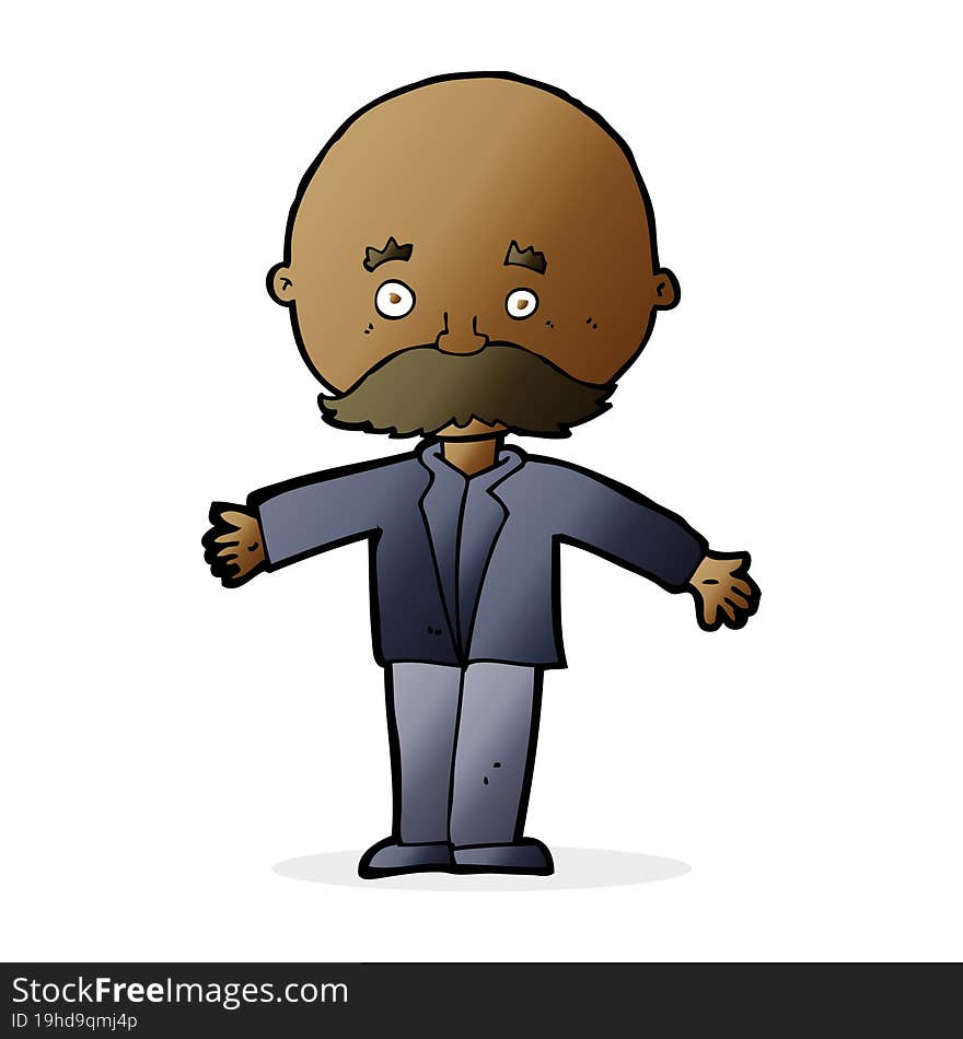 Cartoon Bald Man With Open Arms