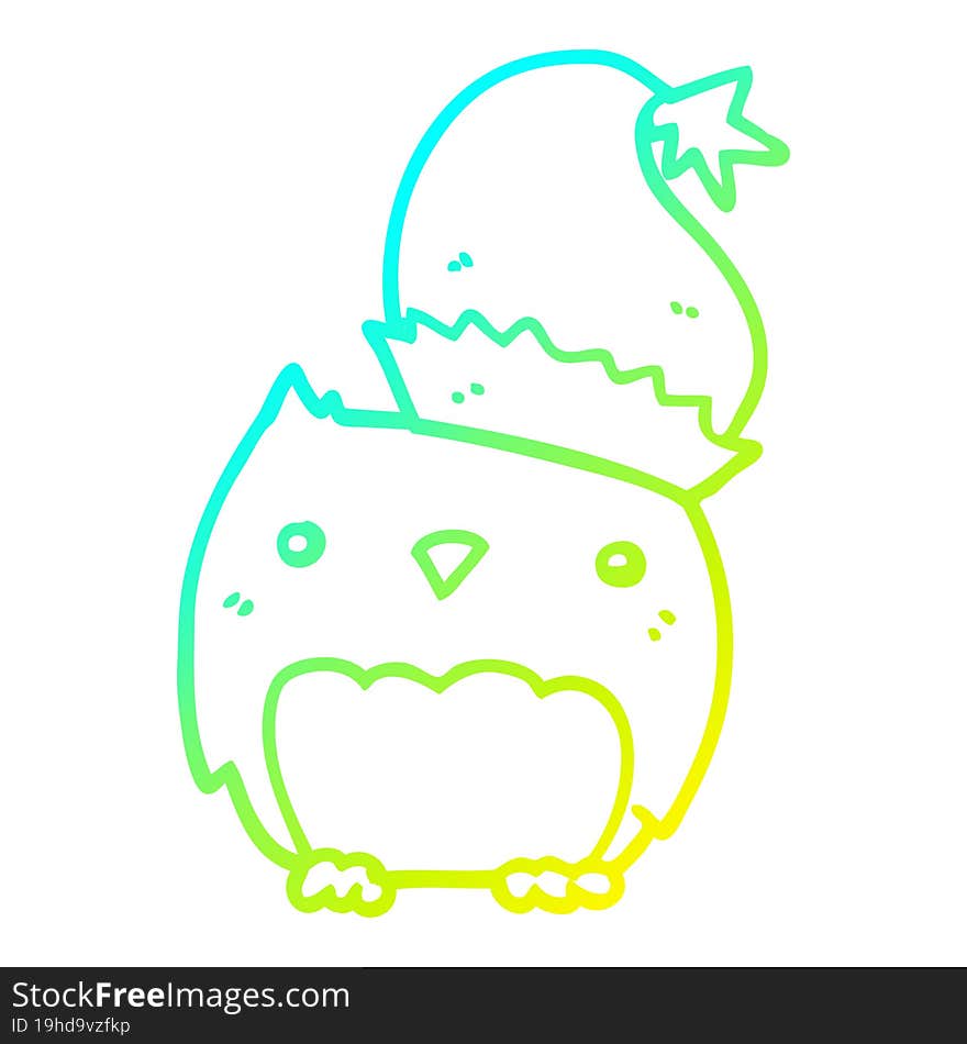 Cold Gradient Line Drawing Cute Christmas Owl