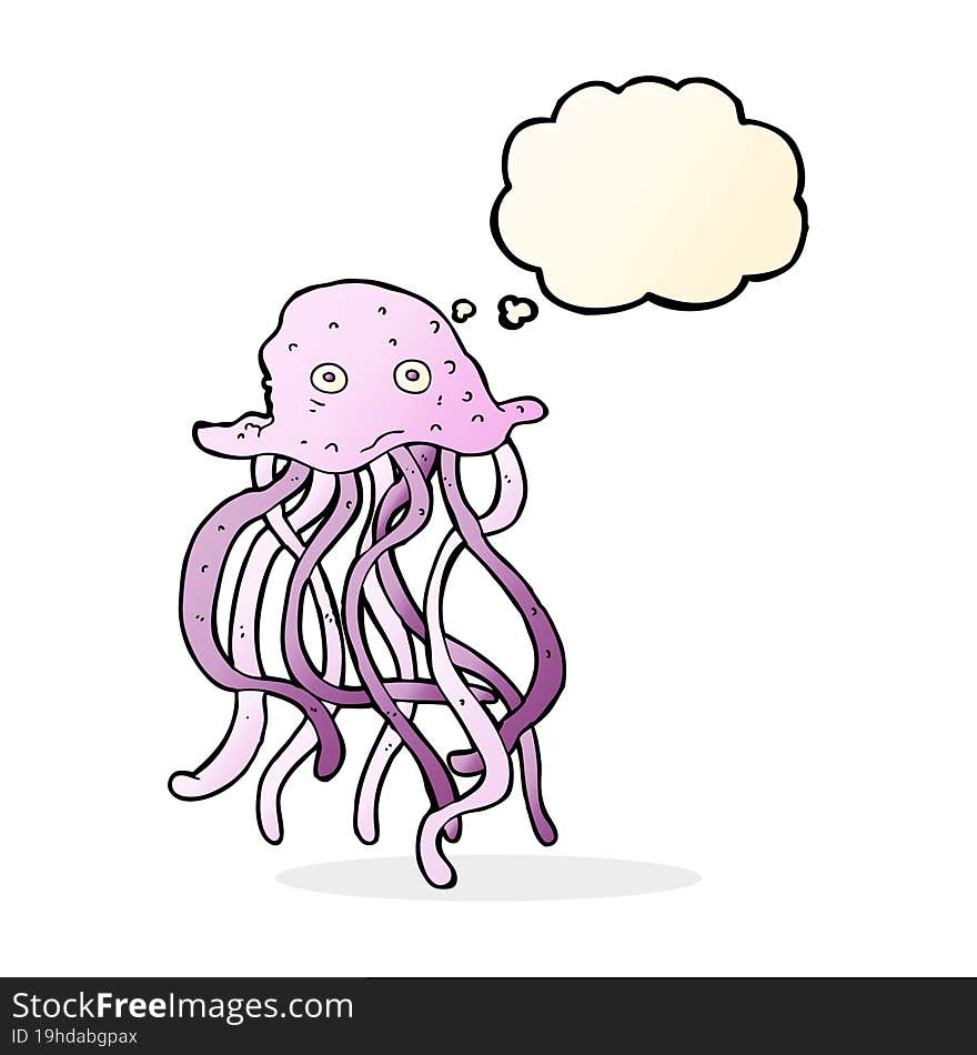 cartoon octopus with thought bubble