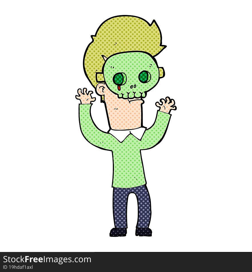 cartoon man in skull mask