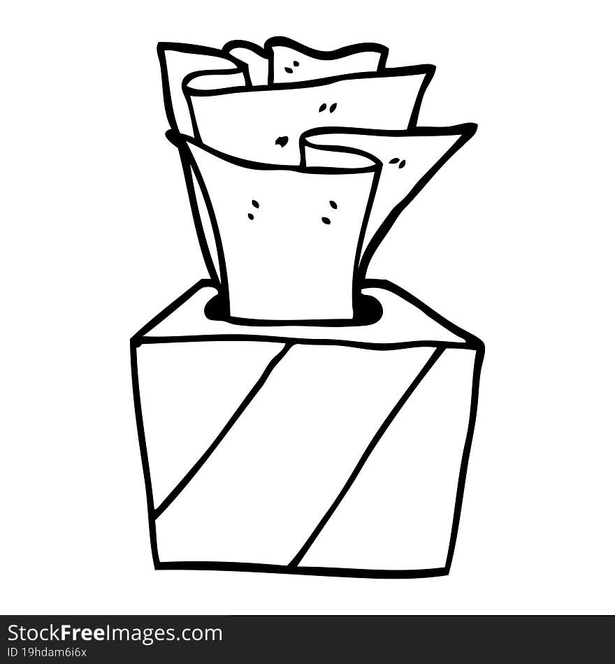 line drawing cartoon box of tissues