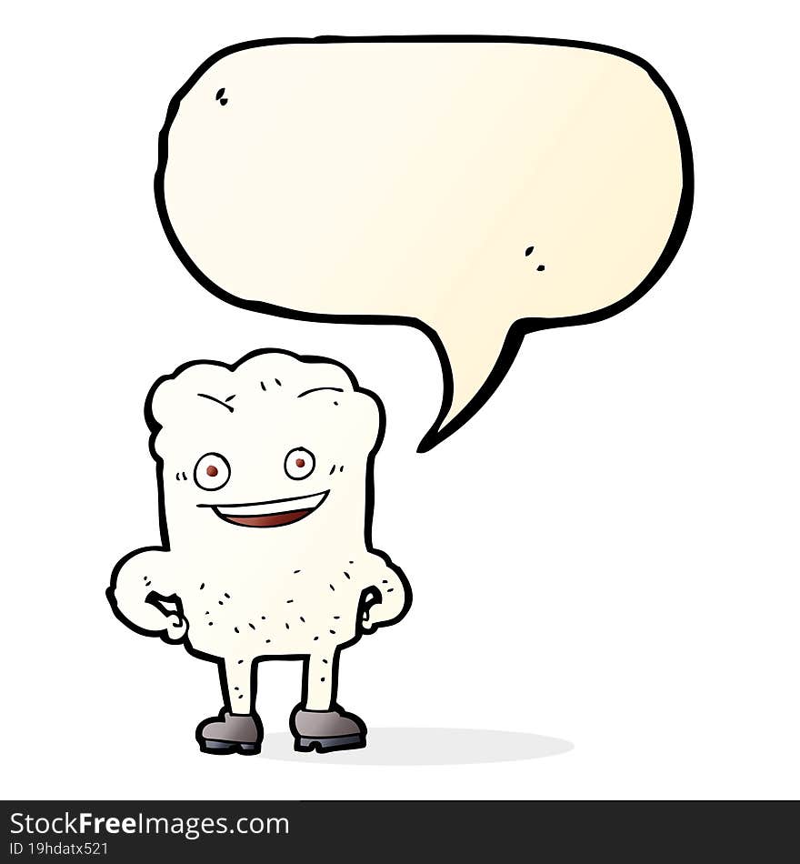 cartoon tooth looking smug with speech bubble