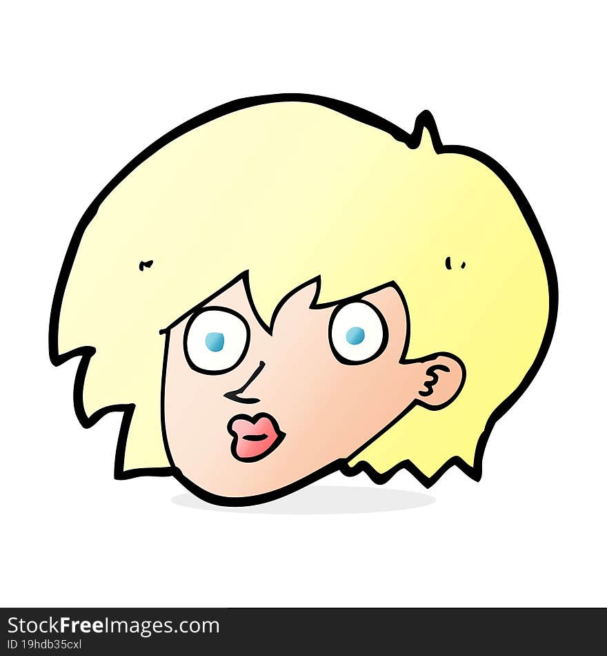 cartoon surprised female face