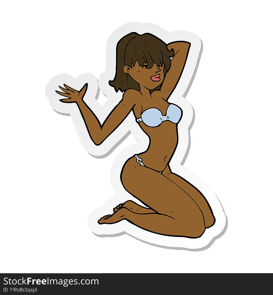 sticker of a cartoon sexy bikini girl