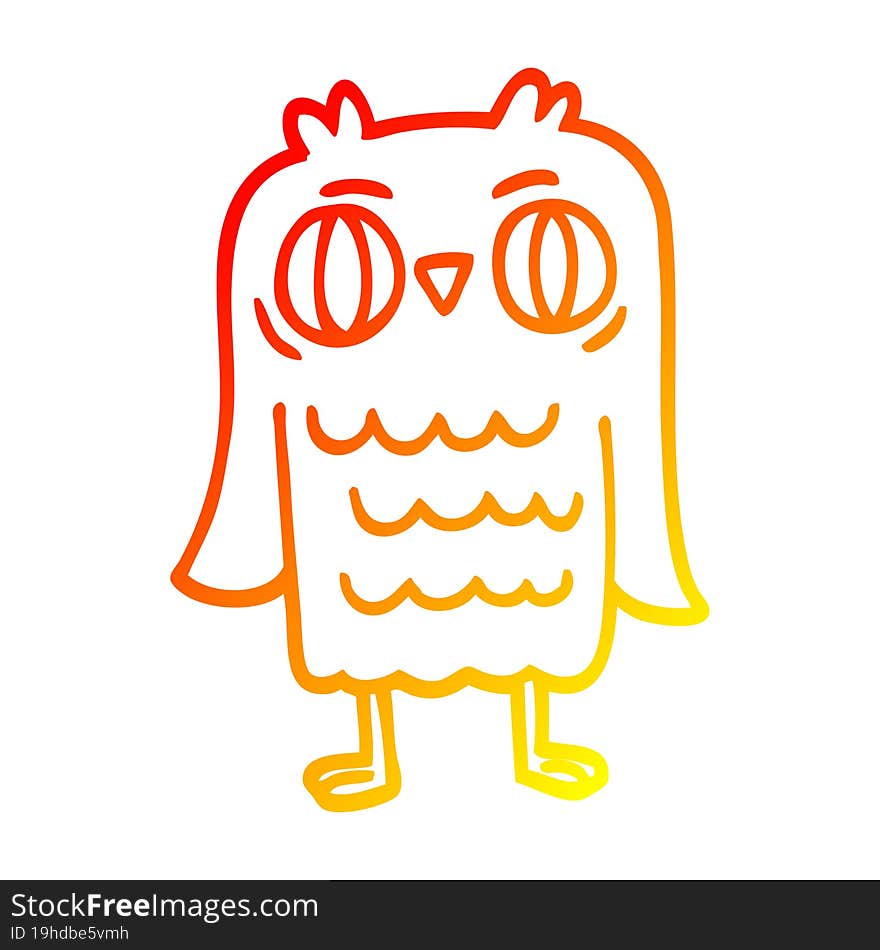 warm gradient line drawing of a cartoon owl