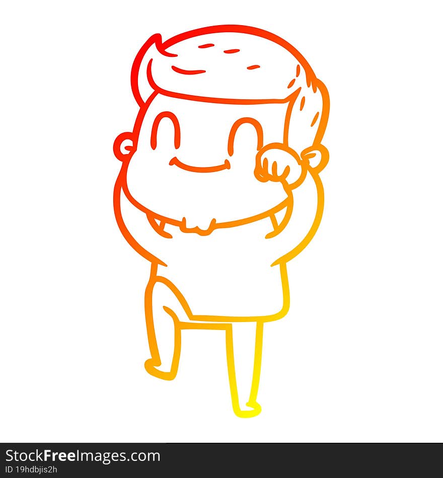 Warm Gradient Line Drawing Cartoon Friendly Man