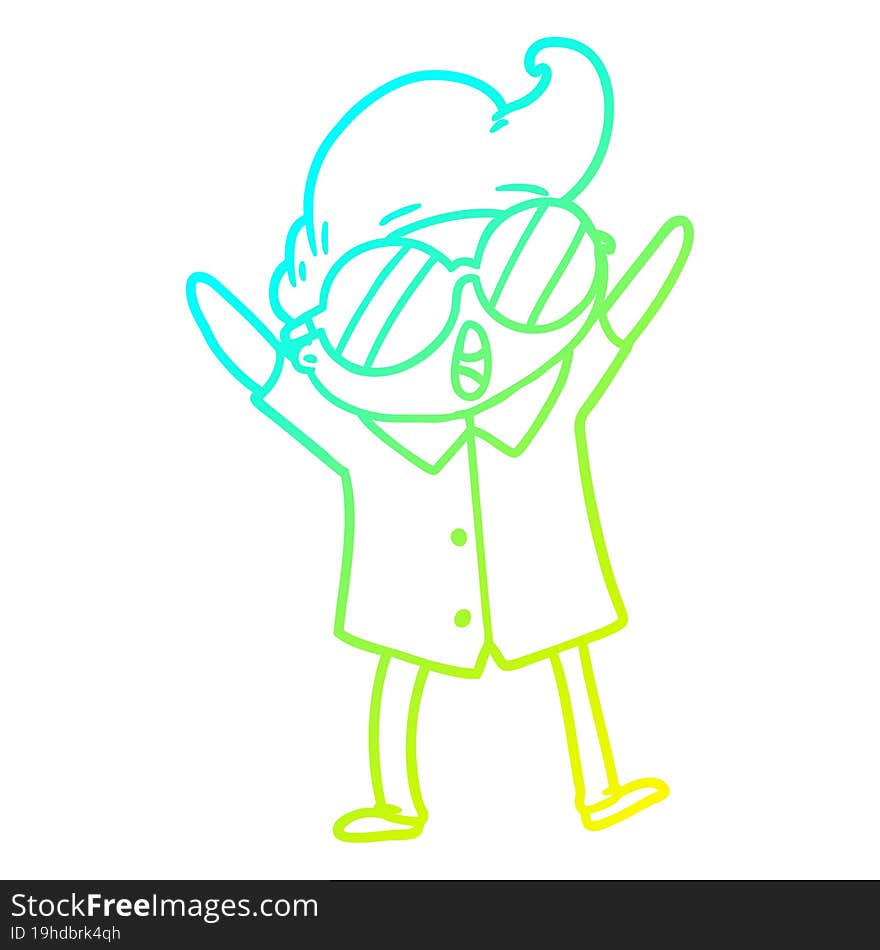 cold gradient line drawing cartoon boy wearing spectacles