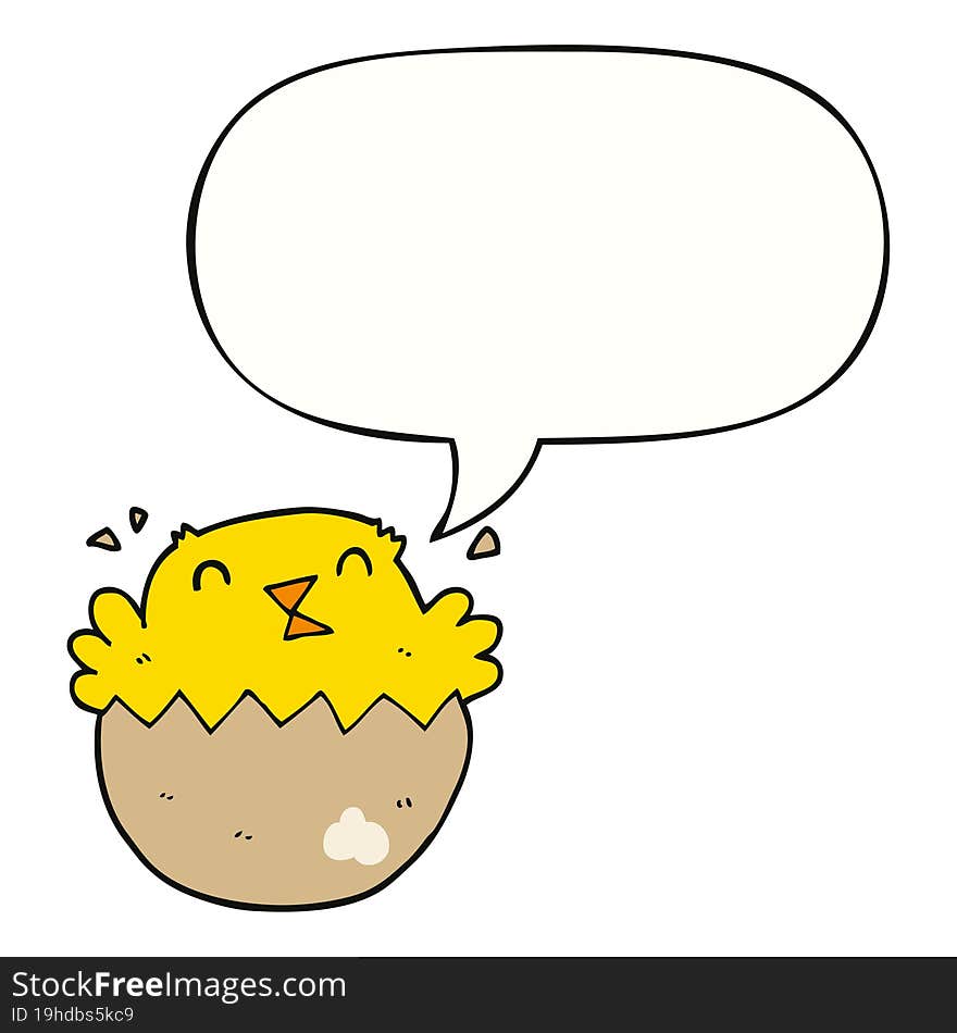 cartoon hatching chick and speech bubble