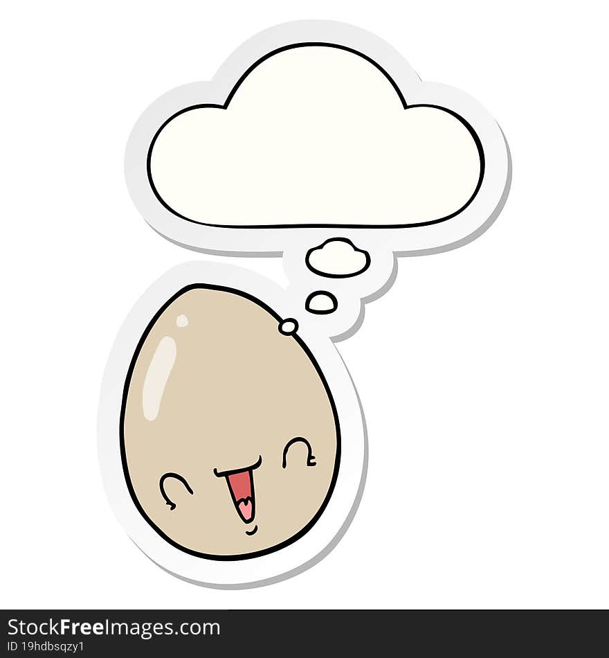 Cartoon Egg And Thought Bubble As A Printed Sticker