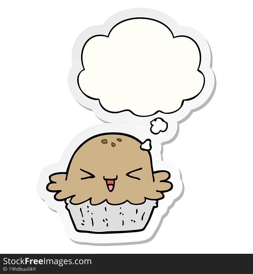 cute cartoon pie and thought bubble as a printed sticker