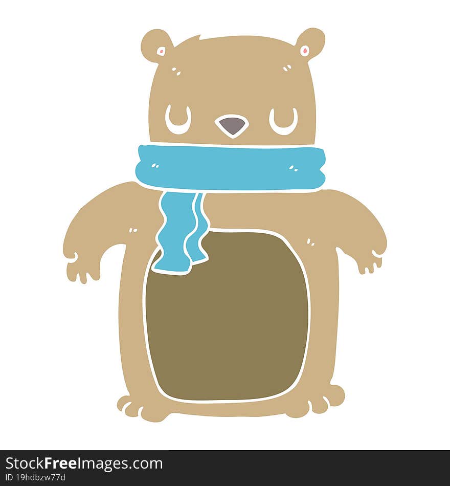 flat color style cartoon bear with scarf