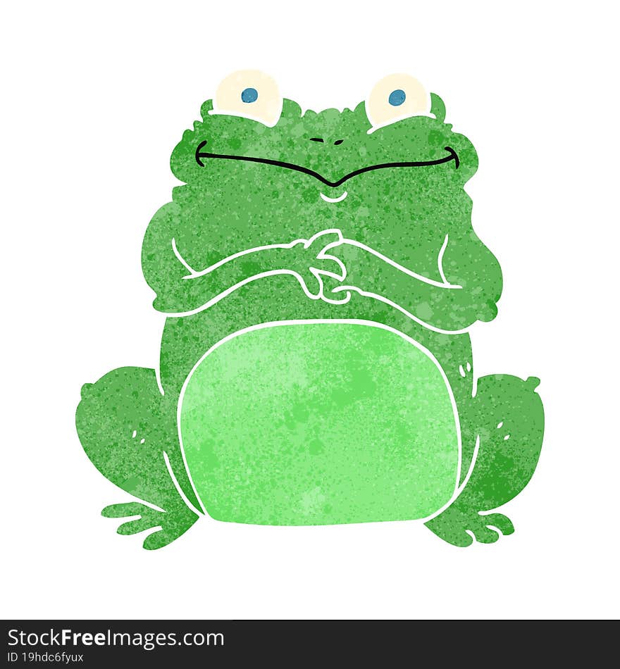 freehand retro cartoon funny frog