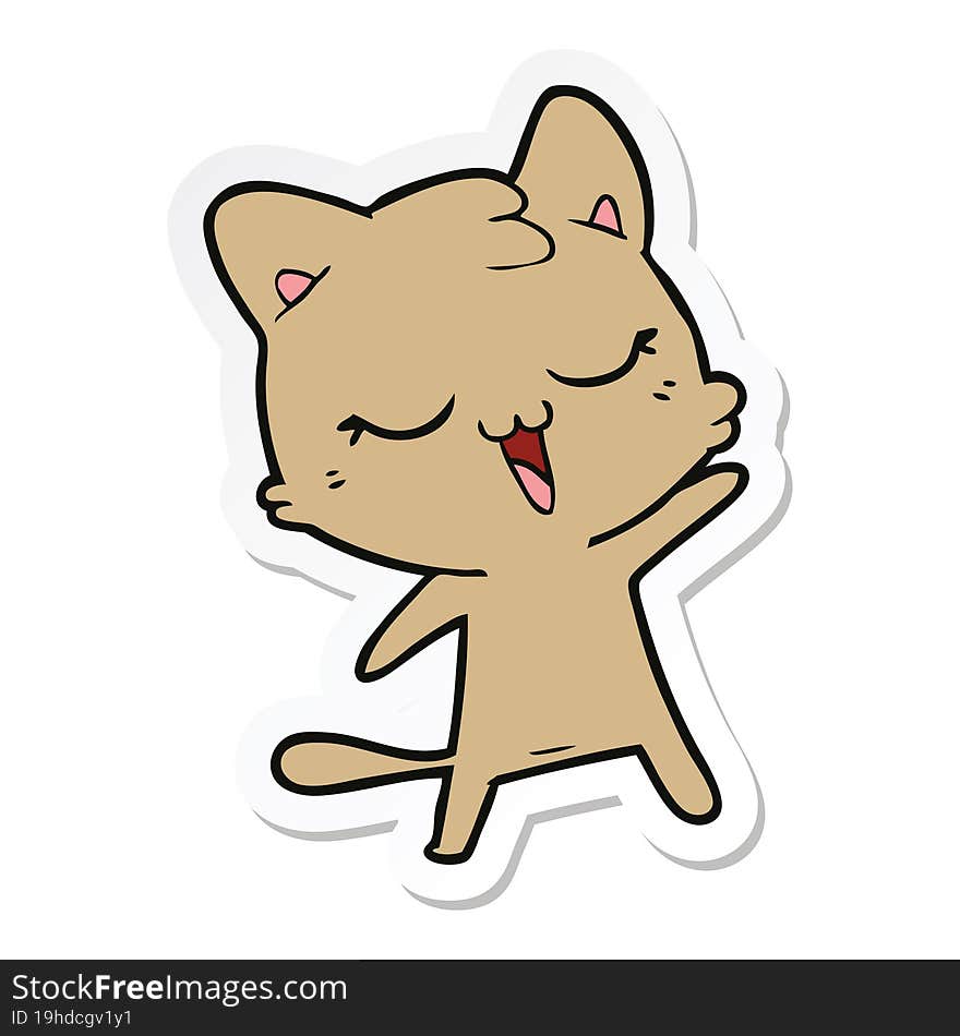 sticker of a happy cartoon cat